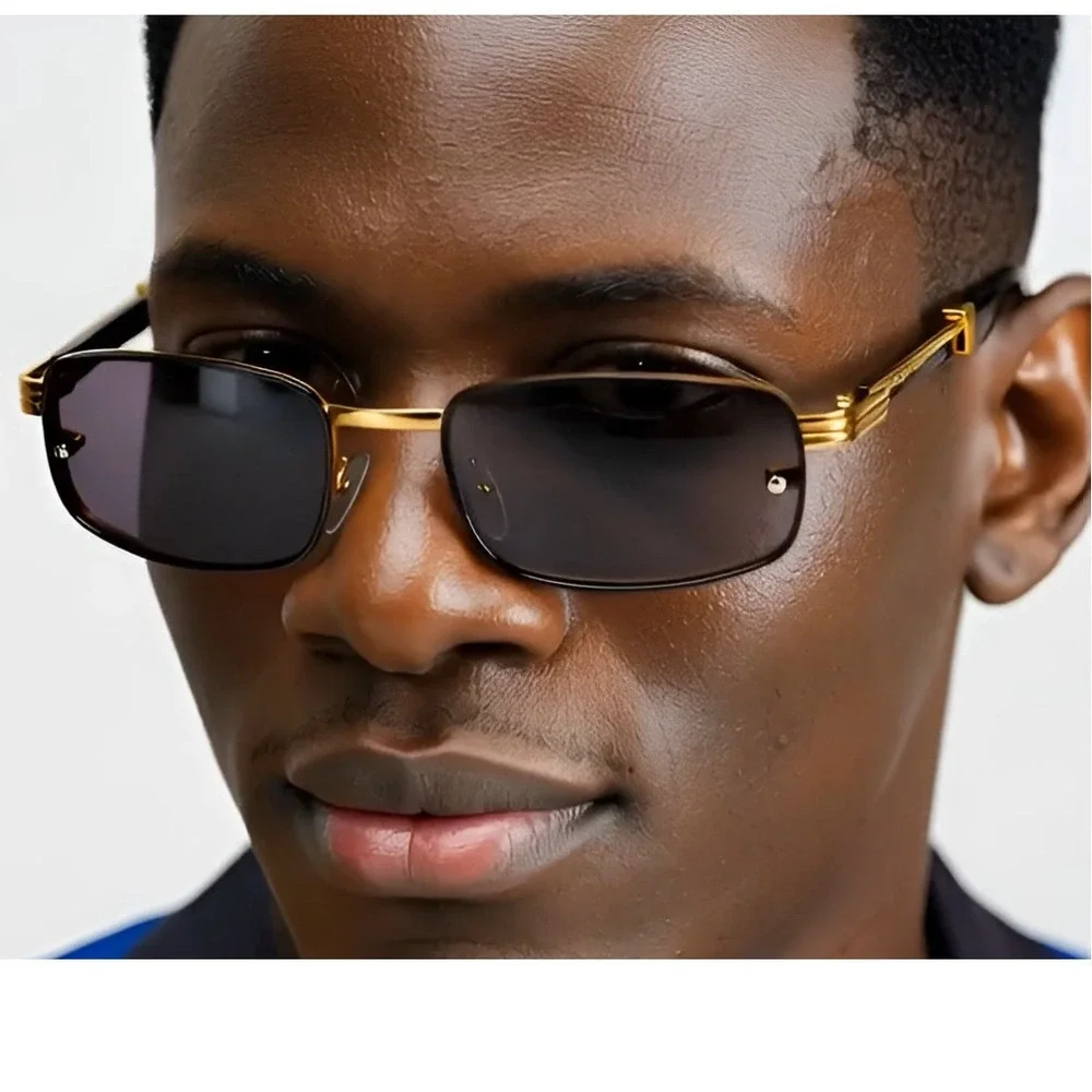 Sunglasses Men Hip Hop Shades Square Gold‎ Frame Elegant Classy Retro Festival